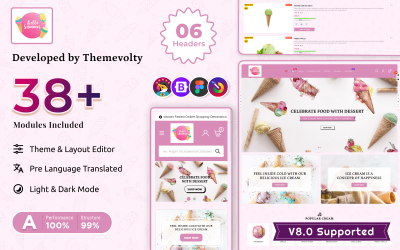 Merhaba Yaz - Dondurma ve Tatlı Paketi Şablon Mağazası | PrestaShop 8 Teması