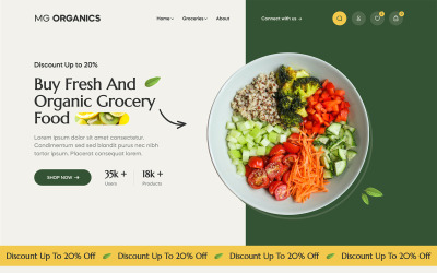 MG Organics - Modello HTML del sito web di e-commerce del negozio di alimentari