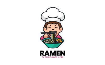 Ramen maskot tecknad logotyp