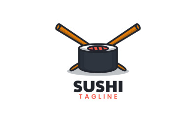 Stile semplice del logo della mascotte dei sushi
