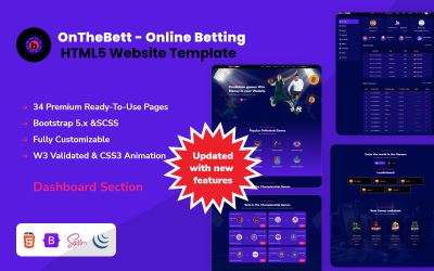 OnTheBett - Çevrimiçi Bahis HTML5 Web Sitesi Şablonu