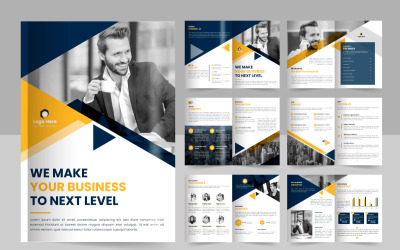 Progettazione del layout del modello di brochure, modello modificabile di brochure aziendale di 12 pagine