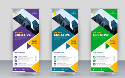 Vector x banner pull up roll up banner standee szablon z kreatywnymi kształtami i pomysłem