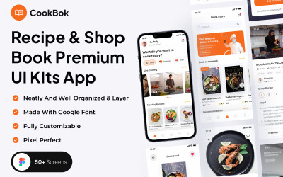 CookBok - Aplicativo de kits de interface de usuário premium da loja de receitas e livros
