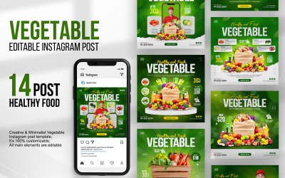 Gezonde voeding sociale media sjabloonbundel