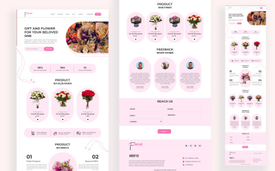 Ontwerp van de landingspagina van het web voor de verkoop van bloemen