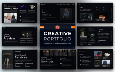 Profil – Kreatív portfólió PowerPoint prezentációs sablon