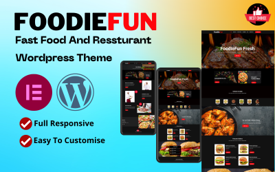 Foodiefun Fast Food and Resturant Повністю адаптована тема Wordpress