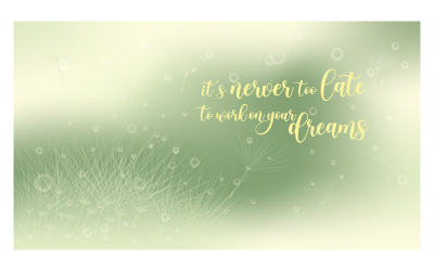 Green and Yellow Color Scheme Inspirational Background Image 14400x8100px with Message About Dreams