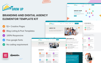 Grow Up - Kit di modelli Elementor per branding e agenzia digitale