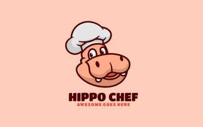 Logotipo de desenho animado da mascote do chef hipopótamo