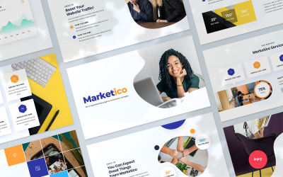 Marketico - PowerPoint-sjabloon voor presentatie van SEO en digitaal marketingbureau