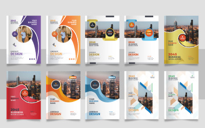 Relatório anual de design de livro de negócios corporativos ou capa de brochura
