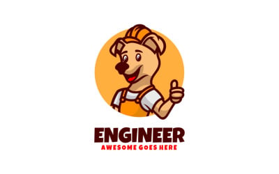 Ingenieur-Hundemaskottchen-Karikatur-Logo