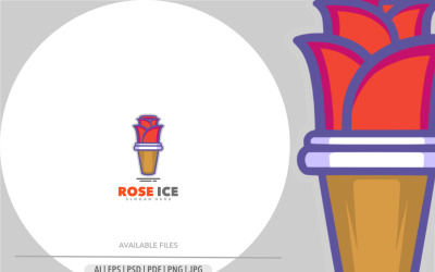 Logo mascotte de crème glacée rose