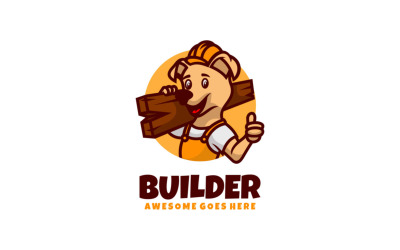Logotipo de dibujos animados de mascota de perro constructor