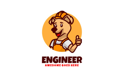 Logotipo de dibujos animados de mascota de perro ingeniero