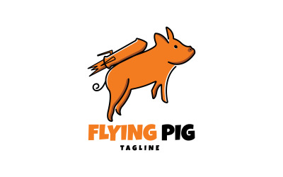 Modèle de conception de logo de cochon volant
