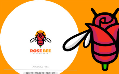 Szablon logo maskotka róża pszczoła