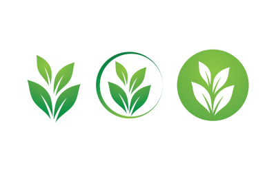 Eco hoja verde naturaleza fresca ir árbol verde plantilla de diseño de logotipo v3