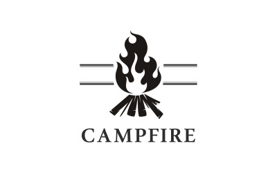 Flamme torche feu de camp logo vector template design v3