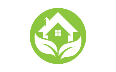 Grünes Hausblatt wird grüner Home-Logo-Vektor v13