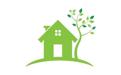 Grünes Hausblatt wird grüner Home-Logo-Vektor v4
