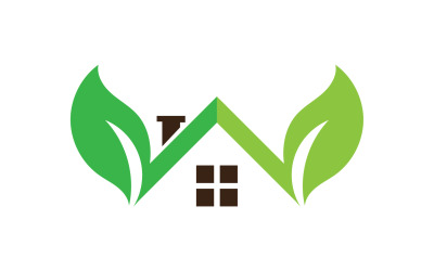 La foglia della casa verde diventa il vettore del logo della casa verde v3