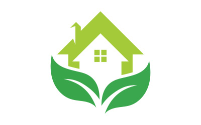 La foglia della casa verde diventa il vettore del logo della casa verde v7