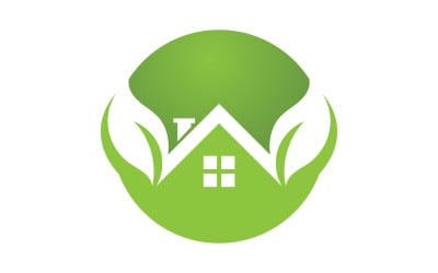 La foglia della casa verde diventa il vettore del logo della casa verde v9