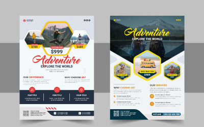 Conception de flyer de voyage d&amp;#39;entreprise et modèle de page de couverture de brochure pour agence de voyage