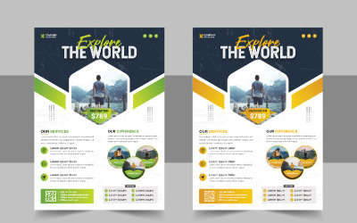 Corporate modern travel holiday flyer design and brochure cover page template