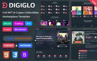 Digiglo – HTML5-шаблон NFT Collectibles Marketplace