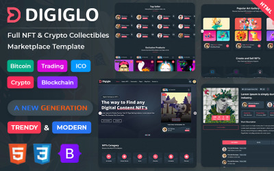 Digiglo - NFT Collectibles Marketplace HTML5-Vorlage