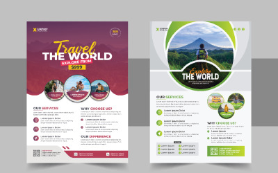 Travel flyer design and brochure cover page template for travel agency