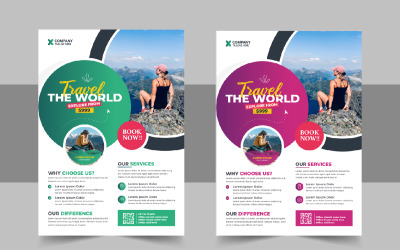 Travel flyer design and brochure cover page template