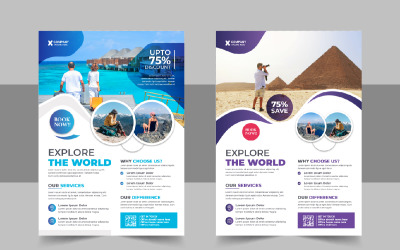 Travel flyer design and brochure cover template