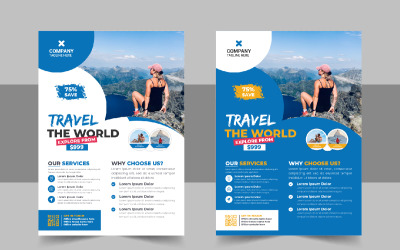 Travel flyer design or brochure cover page design template