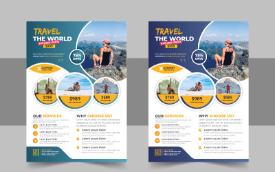 Travel flyer design or brochure cover page template