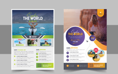 Yaratıcı modern seyahat tatil ilanı tasarımı veya broşür kapak sayfası şablonu