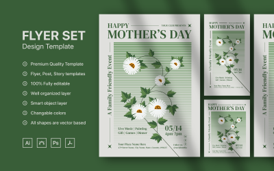 Modèle de conception de publication, d&amp;#39;histoire et de dépliant sur les médias sociaux pour la fête des mères