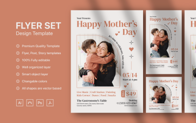 Mothers Day Flyer Set Design Template