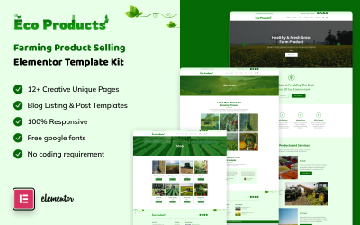 Eco Products - Комплект шаблонов Elementor для продажи сельскохозяйственных продуктов