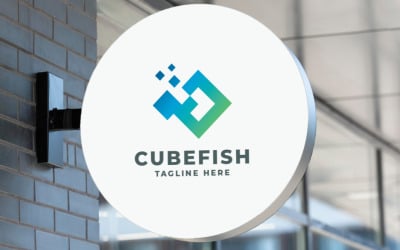 Plantilla de logotipo Cube Fish Pro