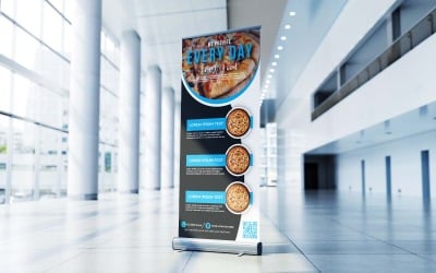 Proporcionamos todos los días pancarta enrollable corporativa de alimentos frescos, pancarta X, standee, diseño desplegable