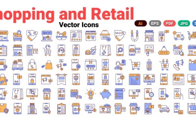 Winkelen en detailhandel vector iconen