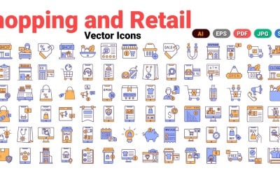 Zakupy i handel detaliczny wektorowe ikony