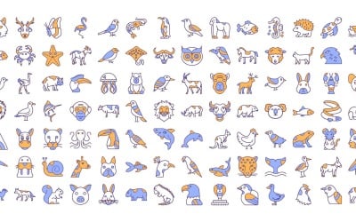 Balíček ikon zvířat a ptáků | AI | EPS | SVG
