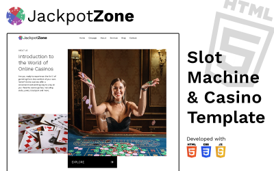 JackpotZone ♠ Szablon strony internetowej HTML5 dla automatów online i stron internetowych kasyn, które można łatwo dostosować