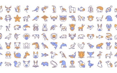 Pacote de ícones de animais e pássaros | IA | EPS | SVG